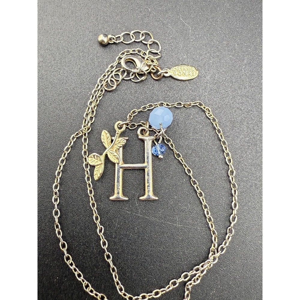 Vintage Oliver Bonas Charm Necklace "H" Gold Tone 17"‎